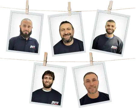 Portraits of the five Rapid Plumb 247 engineers